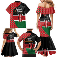 Kenya Jamhuri Day Family Matching Mermaid Dress and Hawaiian Shirt One People One Nation Massai Shuka Pattern - Wonder Print Shop