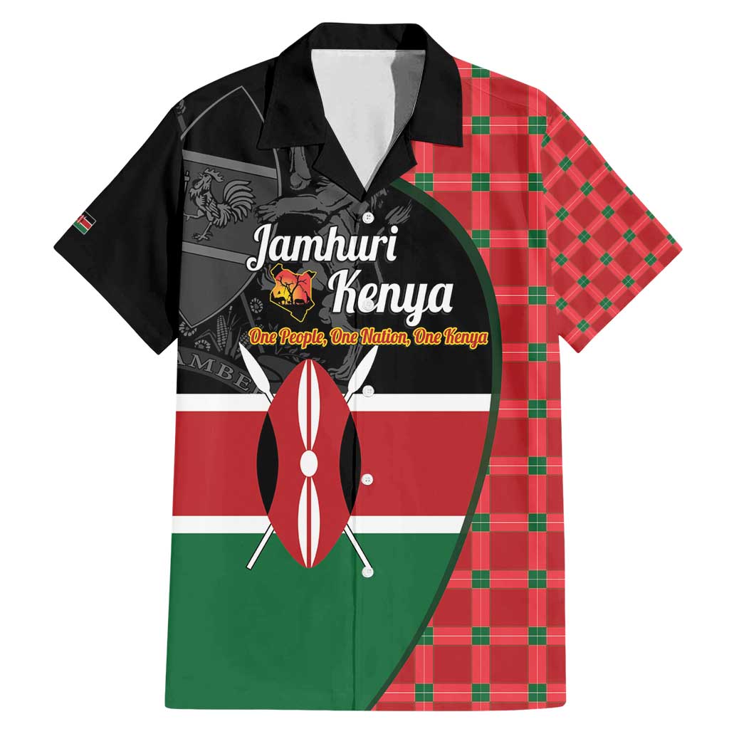 Kenya Jamhuri Day Family Matching Mermaid Dress and Hawaiian Shirt One People One Nation Massai Shuka Pattern - Wonder Print Shop