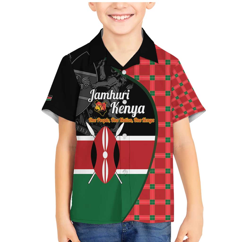 Kenya Jamhuri Day Family Matching Mermaid Dress and Hawaiian Shirt One People One Nation Massai Shuka Pattern - Wonder Print Shop