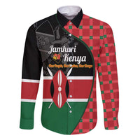 Kenya Jamhuri Day Family Matching Off The Shoulder Long Sleeve Dress and Hawaiian Shirt One People One Nation Massai Shuka Pattern - Wonder Print Shop