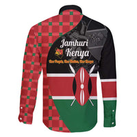 Kenya Jamhuri Day Family Matching Off The Shoulder Long Sleeve Dress and Hawaiian Shirt One People One Nation Massai Shuka Pattern - Wonder Print Shop