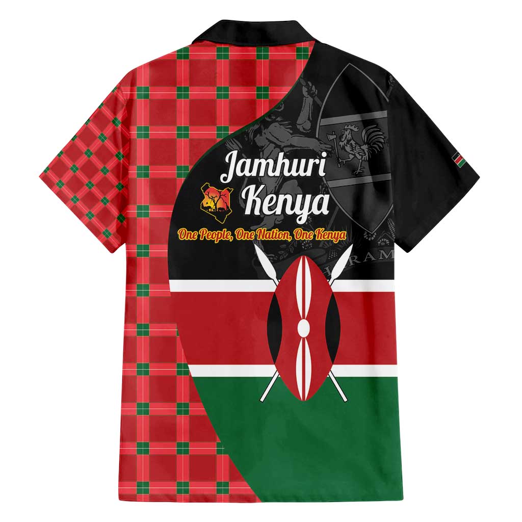 Kenya Jamhuri Day Family Matching Off Shoulder Short Dress and Hawaiian Shirt One People One Nation Massai Shuka Pattern - Wonder Print Shop