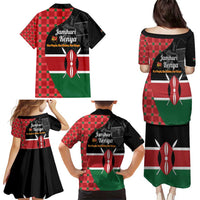 Kenya Jamhuri Day Family Matching Puletasi and Hawaiian Shirt One People One Nation Massai Shuka Pattern - Wonder Print Shop