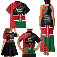 Kenya Jamhuri Day Family Matching Tank Maxi Dress and Hawaiian Shirt One People One Nation Massai Shuka Pattern - Wonder Print Shop