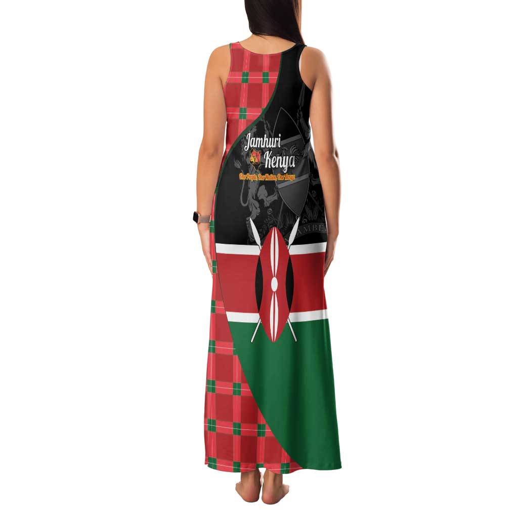 Kenya Jamhuri Day Family Matching Tank Maxi Dress and Hawaiian Shirt One People One Nation Massai Shuka Pattern - Wonder Print Shop