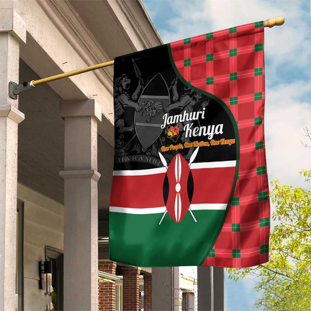 Kenya Jamhuri Day Garden Flag One People One Nation Massai Shuka Pattern - Wonder Print Shop