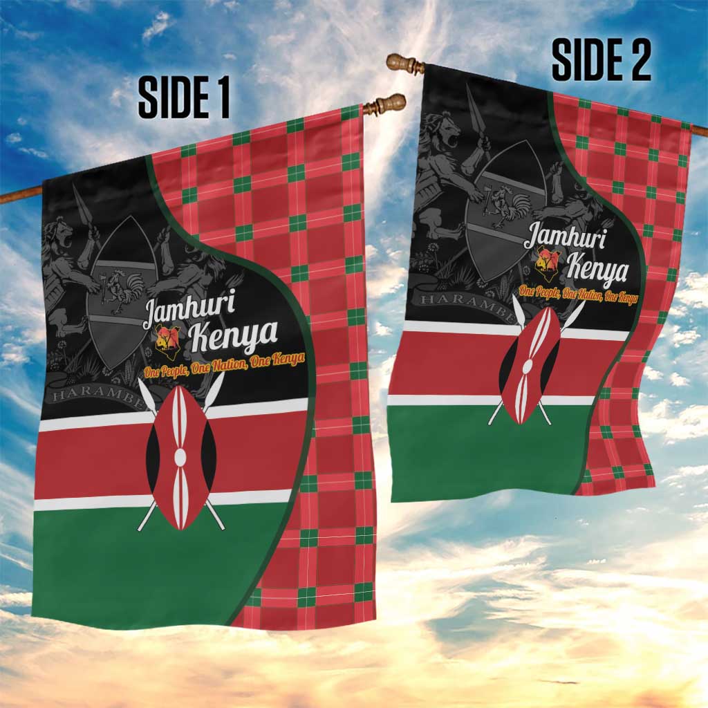 Kenya Jamhuri Day Garden Flag One People One Nation Massai Shuka Pattern - Wonder Print Shop