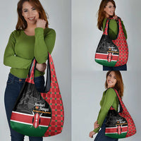 Kenya Jamhuri Day Grocery Bag One People One Nation Massai Shuka Pattern - Wonder Print Shop