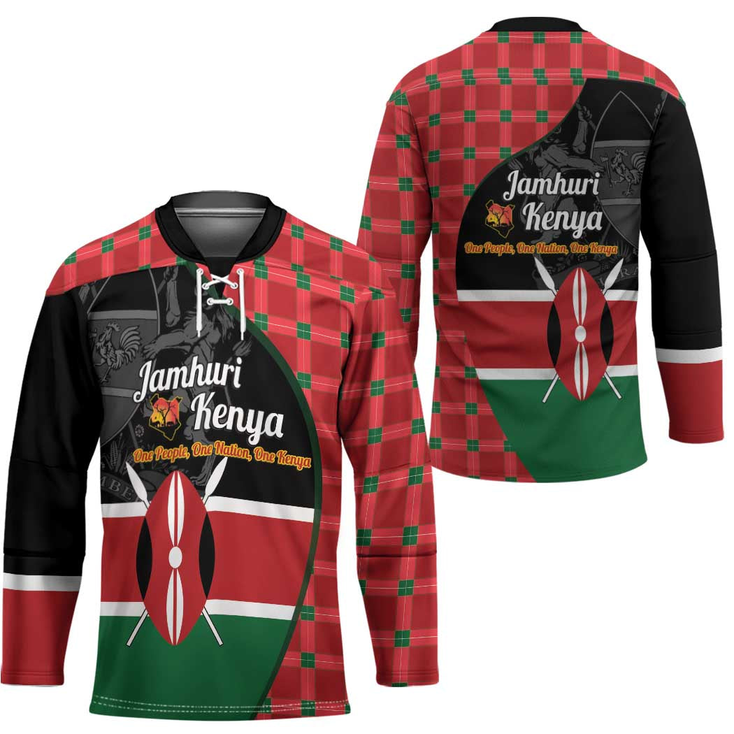 Kenya Jamhuri Day Hockey Jersey One People One Nation Massai Shuka Pattern - Wonder Print Shop