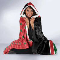 Kenya Jamhuri Day Hooded Blanket One People One Nation Massai Shuka Pattern - Wonder Print Shop