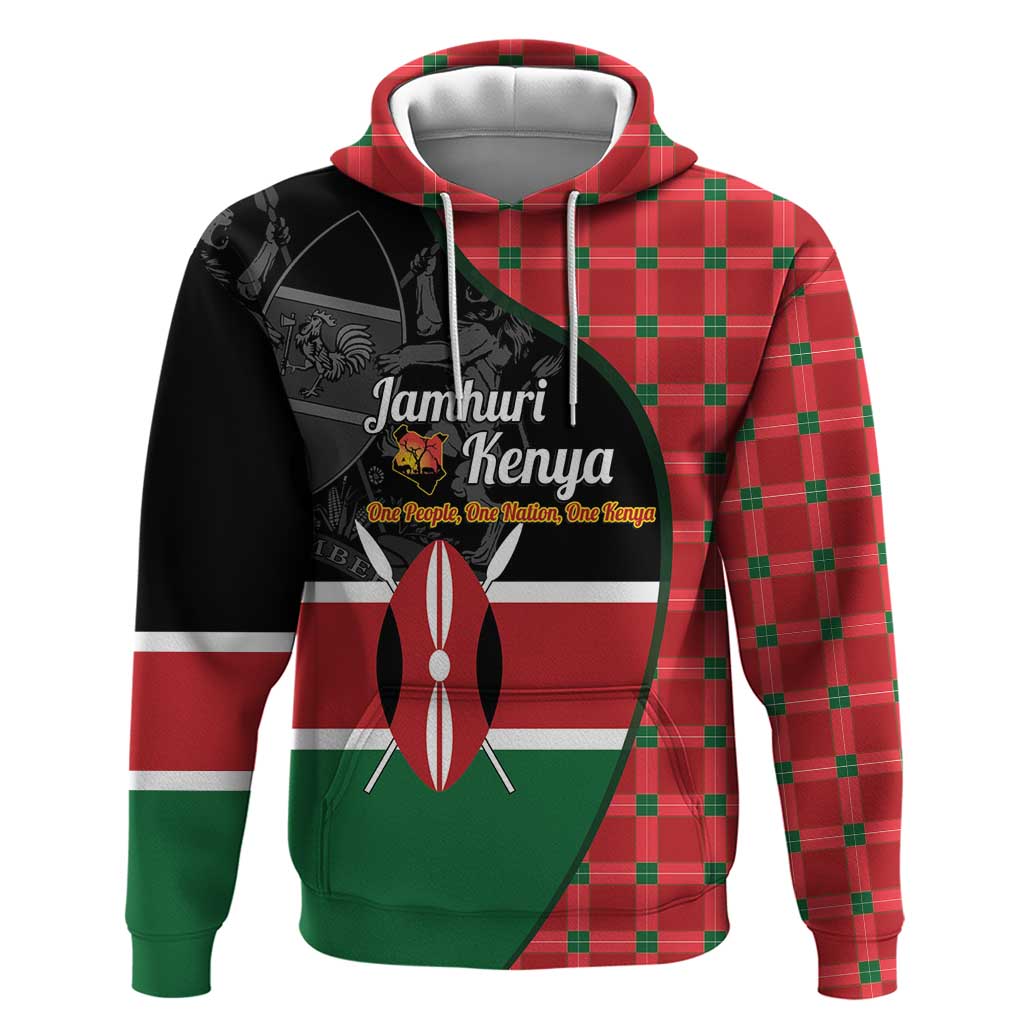 Kenya Jamhuri Day Hoodie One People One Nation Massai Shuka Pattern - Wonder Print Shop