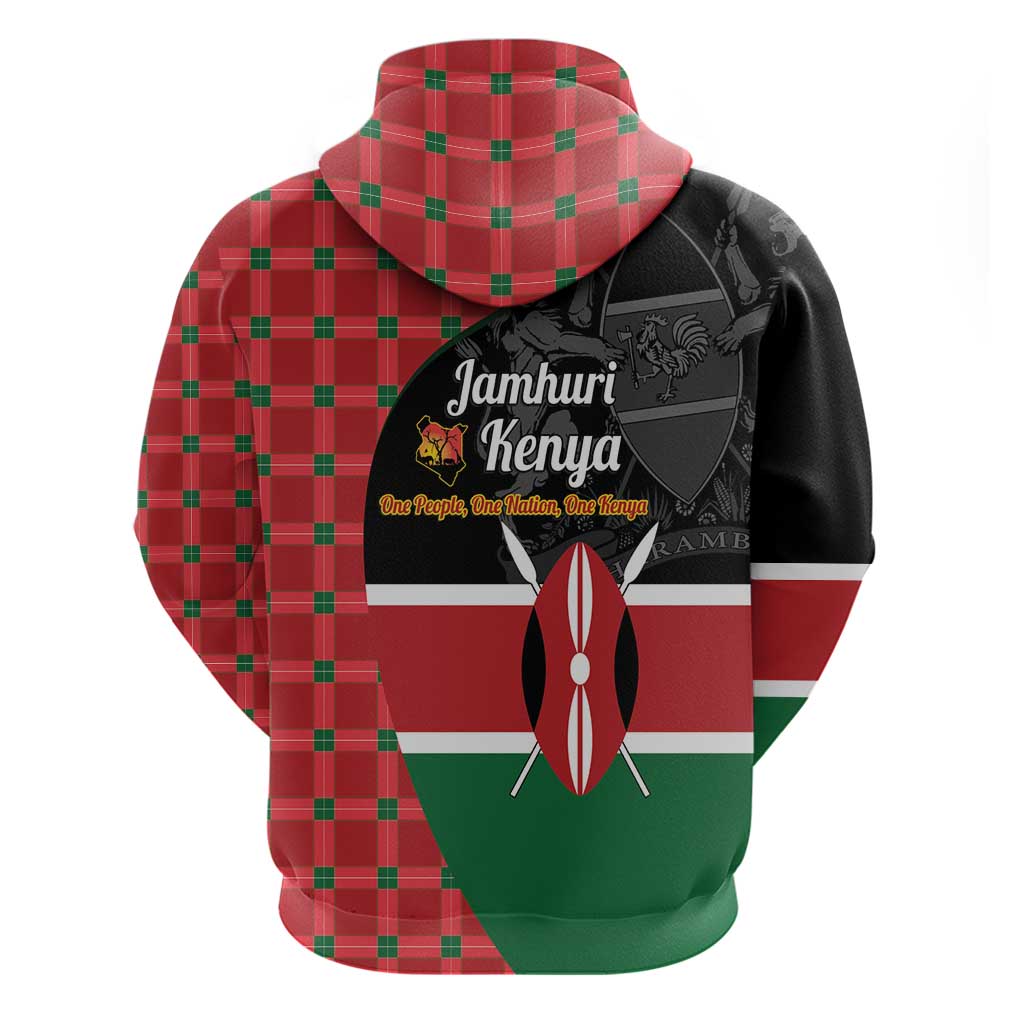Kenya Jamhuri Day Hoodie One People One Nation Massai Shuka Pattern - Wonder Print Shop
