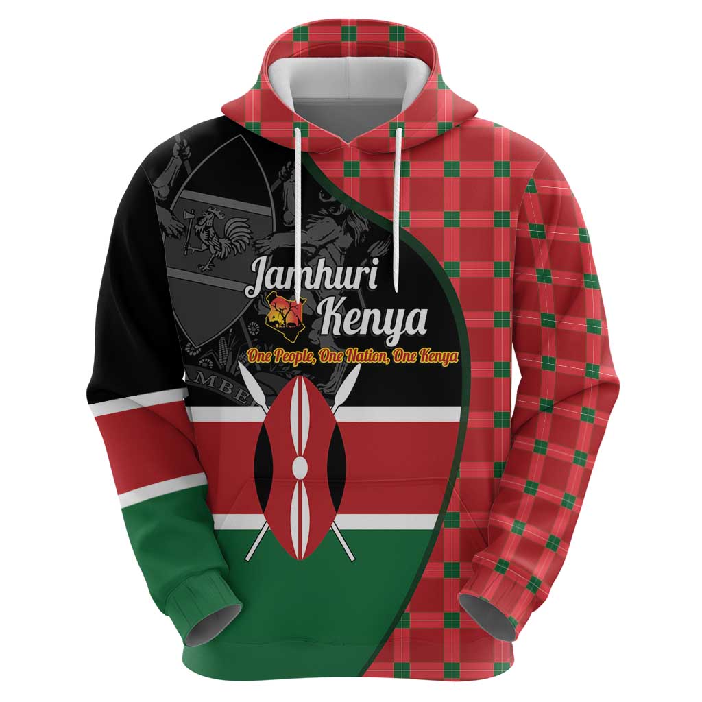 Kenya Jamhuri Day Hoodie One People One Nation Massai Shuka Pattern - Wonder Print Shop