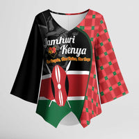Kenya Jamhuri Day Kimono Sleeve Blouse One People One Nation Massai Shuka Pattern - Wonder Print Shop