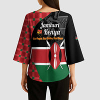 Kenya Jamhuri Day Kimono Sleeve Blouse One People One Nation Massai Shuka Pattern - Wonder Print Shop