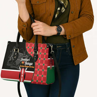 Kenya Jamhuri Day Leather Bag One People One Nation Massai Shuka Pattern - Wonder Print Shop