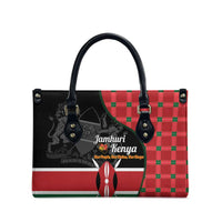 Kenya Jamhuri Day Leather Bag One People One Nation Massai Shuka Pattern - Wonder Print Shop