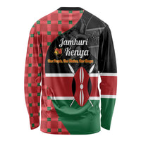 Kenya Jamhuri Day Long Sleeve Shirt One People One Nation Massai Shuka Pattern - Wonder Print Shop