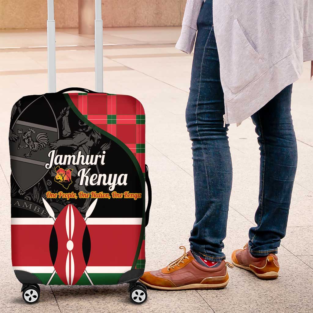 Kenya Jamhuri Day Luggage Cover One People One Nation Massai Shuka Pattern - Wonder Print Shop