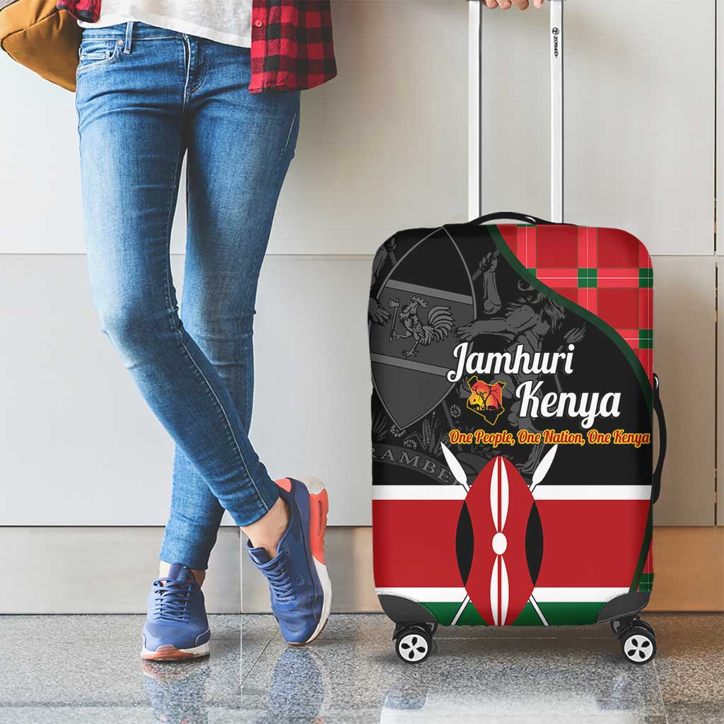 Kenya Jamhuri Day Luggage Cover One People One Nation Massai Shuka Pattern - Wonder Print Shop