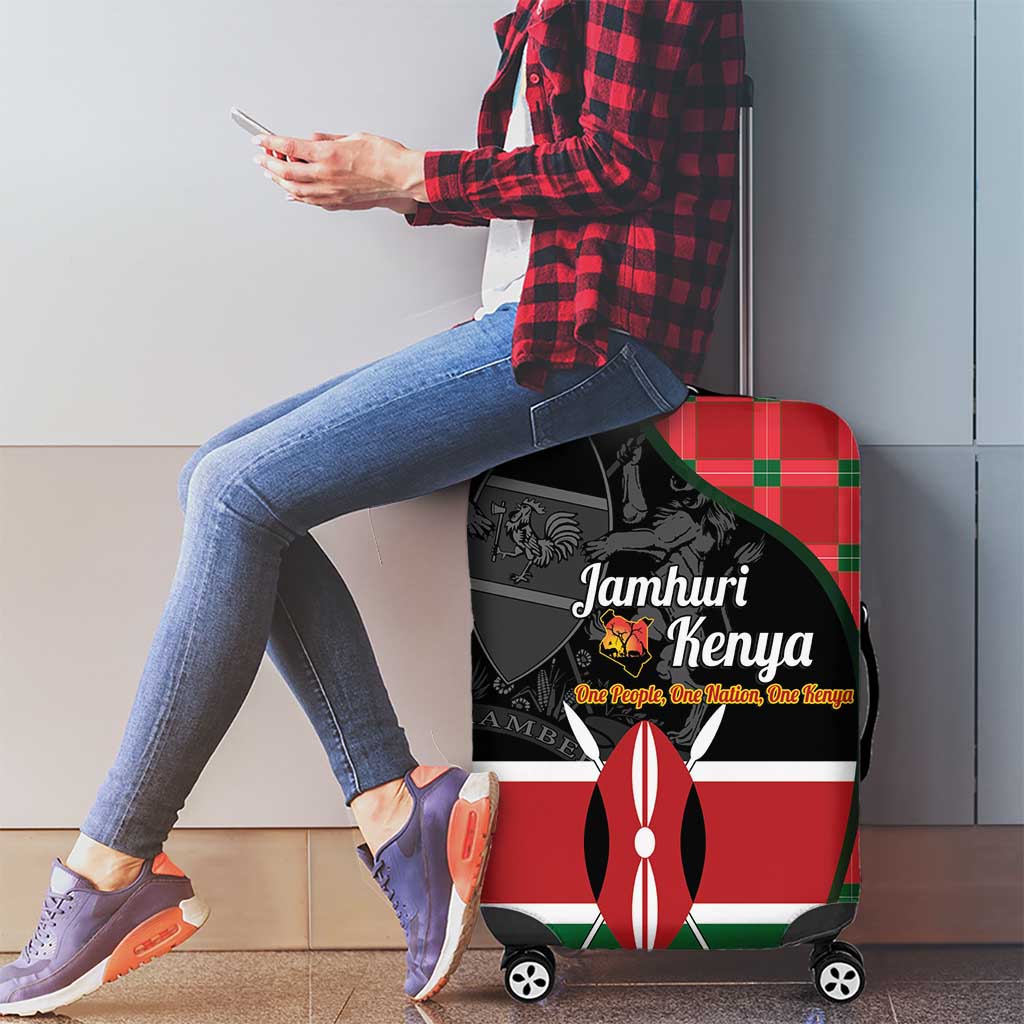 Kenya Jamhuri Day Luggage Cover One People One Nation Massai Shuka Pattern - Wonder Print Shop