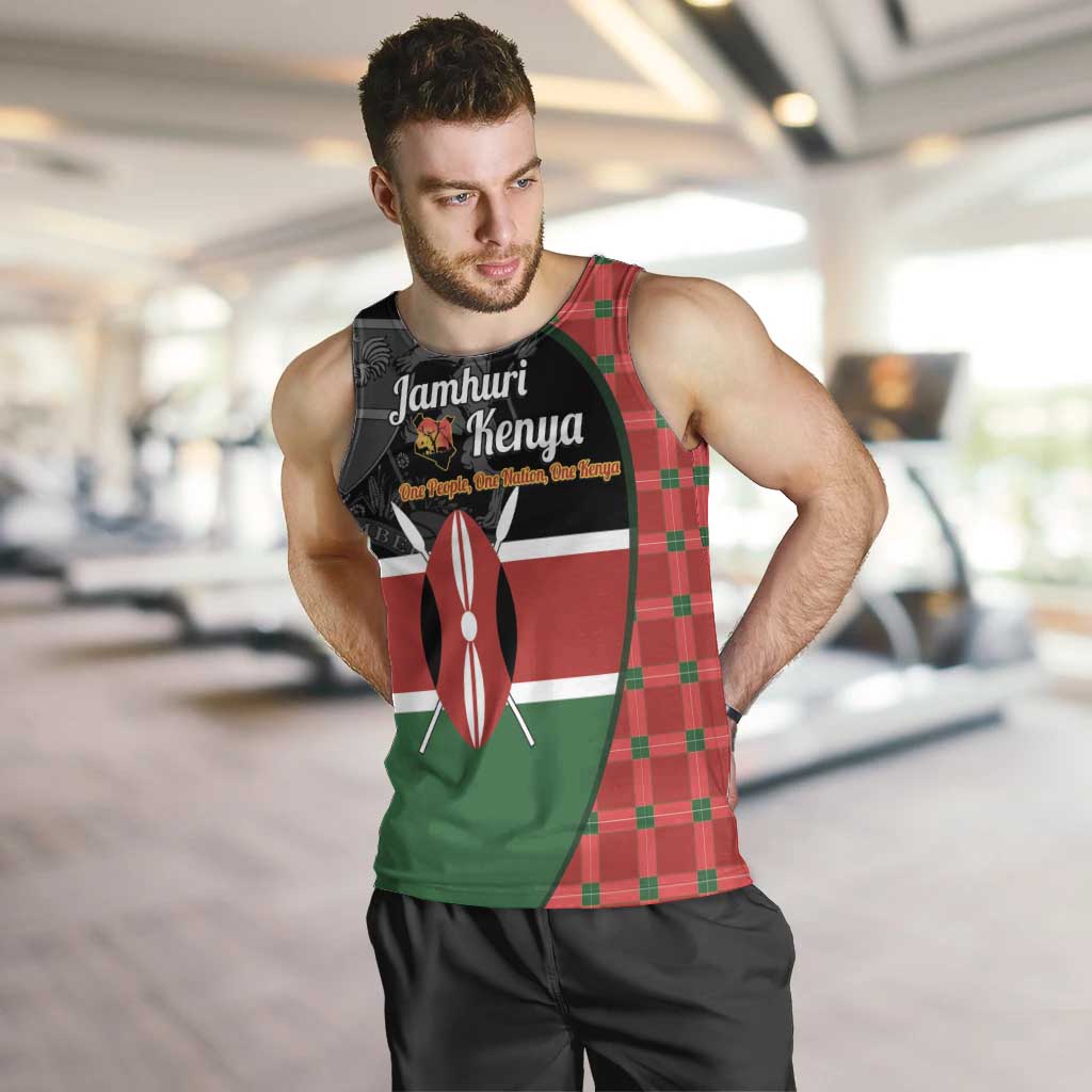 Kenya Jamhuri Day Men Tank Top One People One Nation Massai Shuka Pattern - Wonder Print Shop
