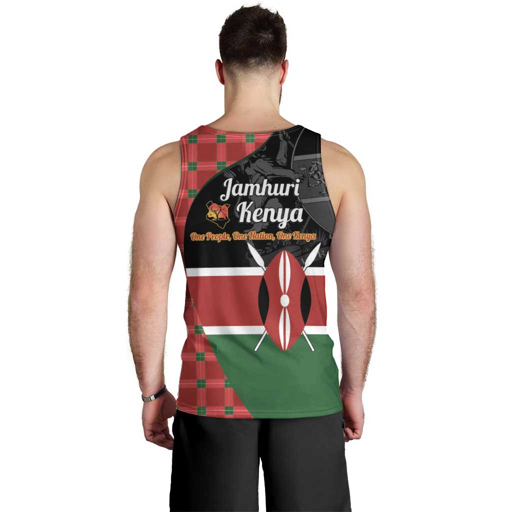 Kenya Jamhuri Day Men Tank Top One People One Nation Massai Shuka Pattern - Wonder Print Shop