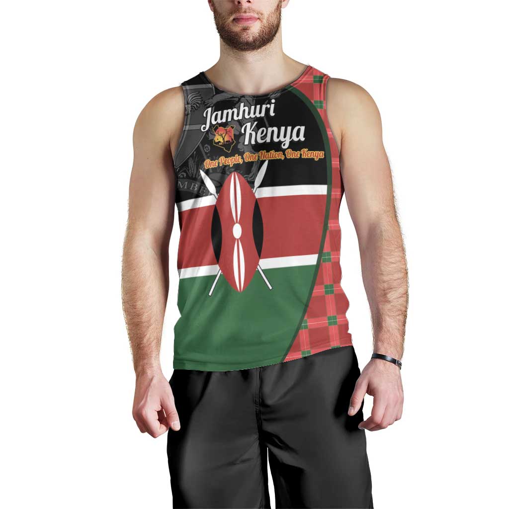 Kenya Jamhuri Day Men Tank Top One People One Nation Massai Shuka Pattern - Wonder Print Shop