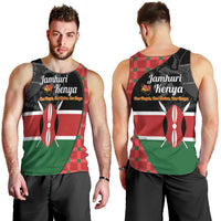 Kenya Jamhuri Day Men Tank Top One People One Nation Massai Shuka Pattern - Wonder Print Shop