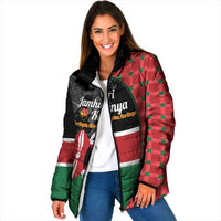 Kenya Jamhuri Day Padded Jacket One People One Nation Massai Shuka Pattern - Wonder Print Shop