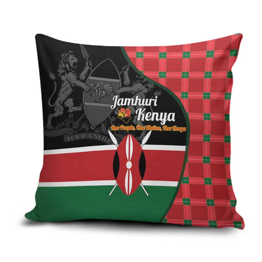 Kenya Jamhuri Day Pillow Cover One People One Nation Massai Shuka Pattern - Wonder Print Shop