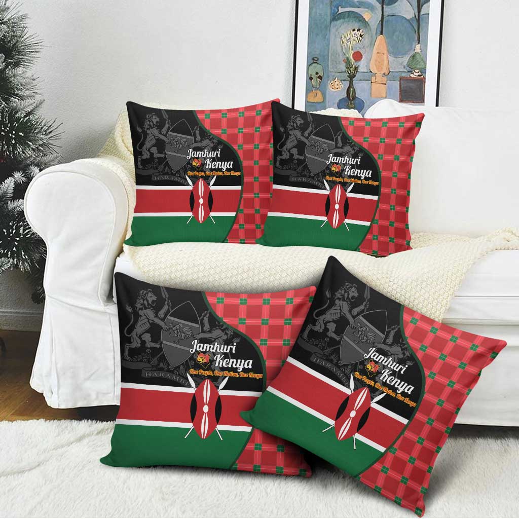 Kenya Jamhuri Day Pillow Cover One People One Nation Massai Shuka Pattern - Wonder Print Shop