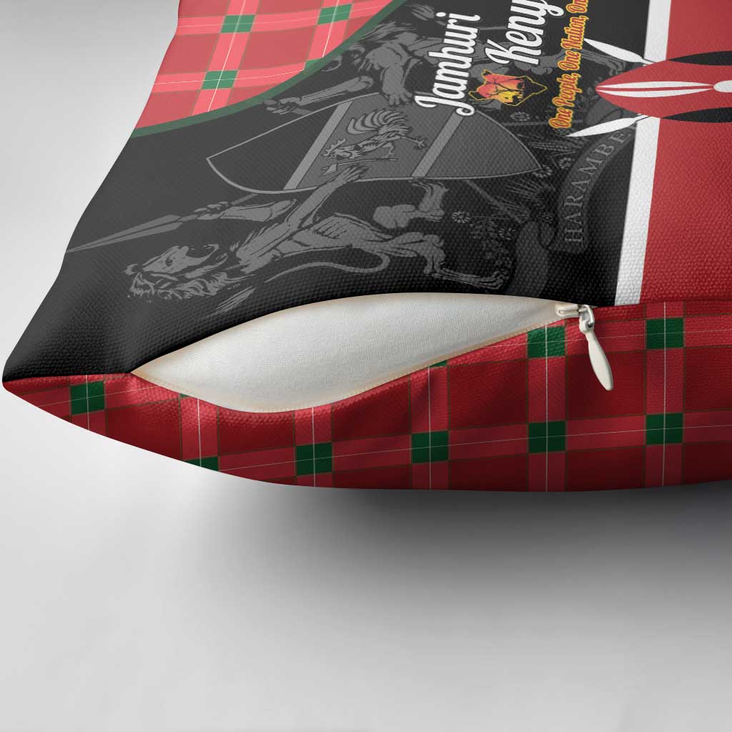 Kenya Jamhuri Day Pillow Cover One People One Nation Massai Shuka Pattern - Wonder Print Shop