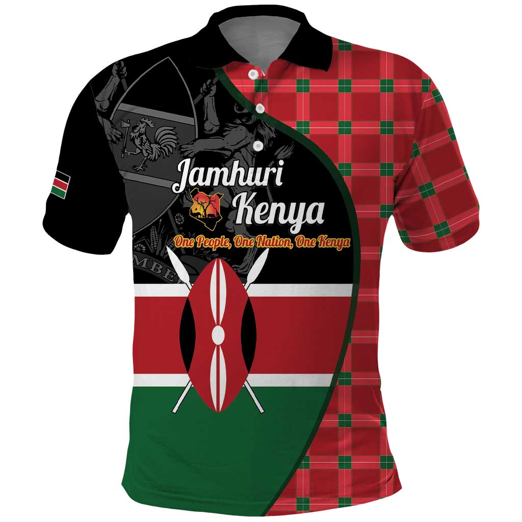 Kenya Jamhuri Day Polo Shirt One People One Nation Massai Shuka Pattern - Wonder Print Shop