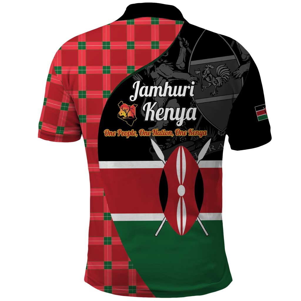 Kenya Jamhuri Day Polo Shirt One People One Nation Massai Shuka Pattern - Wonder Print Shop