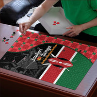 Kenya Jamhuri Day Puzzle One People One Nation Massai Shuka Pattern - Wonder Print Shop