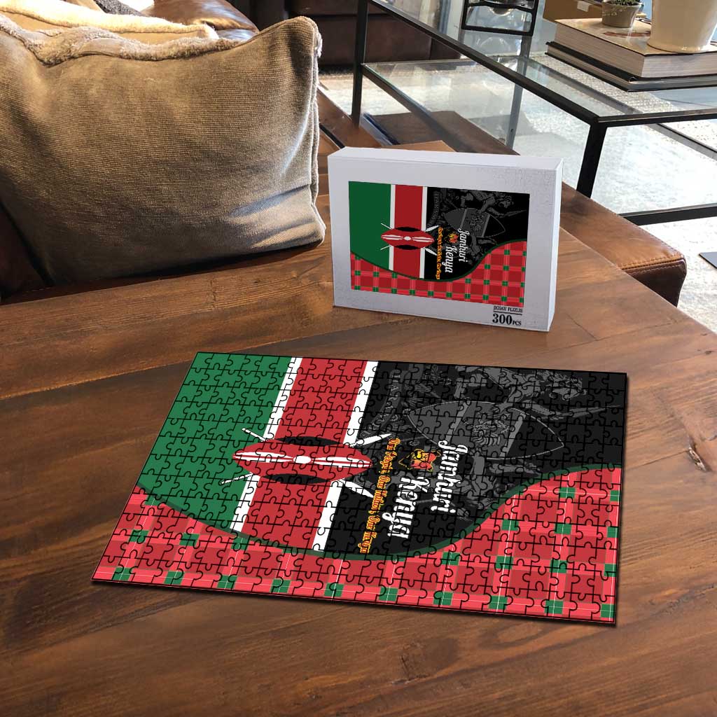 Kenya Jamhuri Day Puzzle One People One Nation Massai Shuka Pattern - Wonder Print Shop