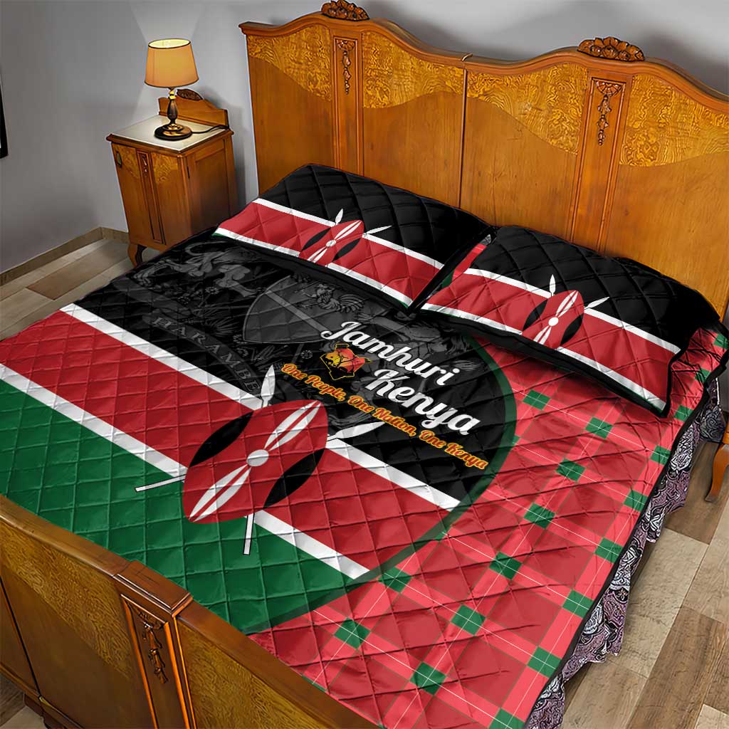 Kenya Jamhuri Day Quilt Bed Set One People One Nation Massai Shuka Pattern - Wonder Print Shop