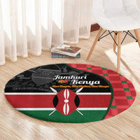 Kenya Jamhuri Day Round Carpet One People One Nation Massai Shuka Pattern - Wonder Print Shop