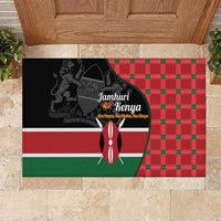 Kenya Jamhuri Day Rubber Doormat One People One Nation Massai Shuka Pattern - Wonder Print Shop