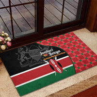 Kenya Jamhuri Day Rubber Doormat One People One Nation Massai Shuka Pattern - Wonder Print Shop