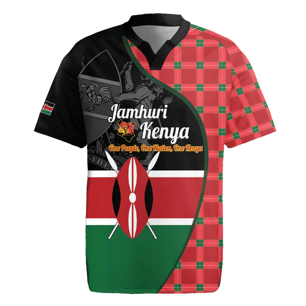 Kenya Jamhuri Day Rugby Jersey One People One Nation Massai Shuka Pattern - Wonder Print Shop