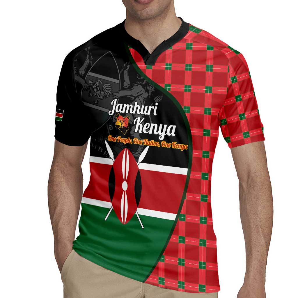 Kenya Jamhuri Day Rugby Jersey One People One Nation Massai Shuka Pattern - Wonder Print Shop