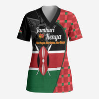Kenya Jamhuri Day Scrub Top One People One Nation Massai Shuka Pattern - Wonder Print Shop