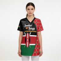Kenya Jamhuri Day Scrub Top One People One Nation Massai Shuka Pattern - Wonder Print Shop