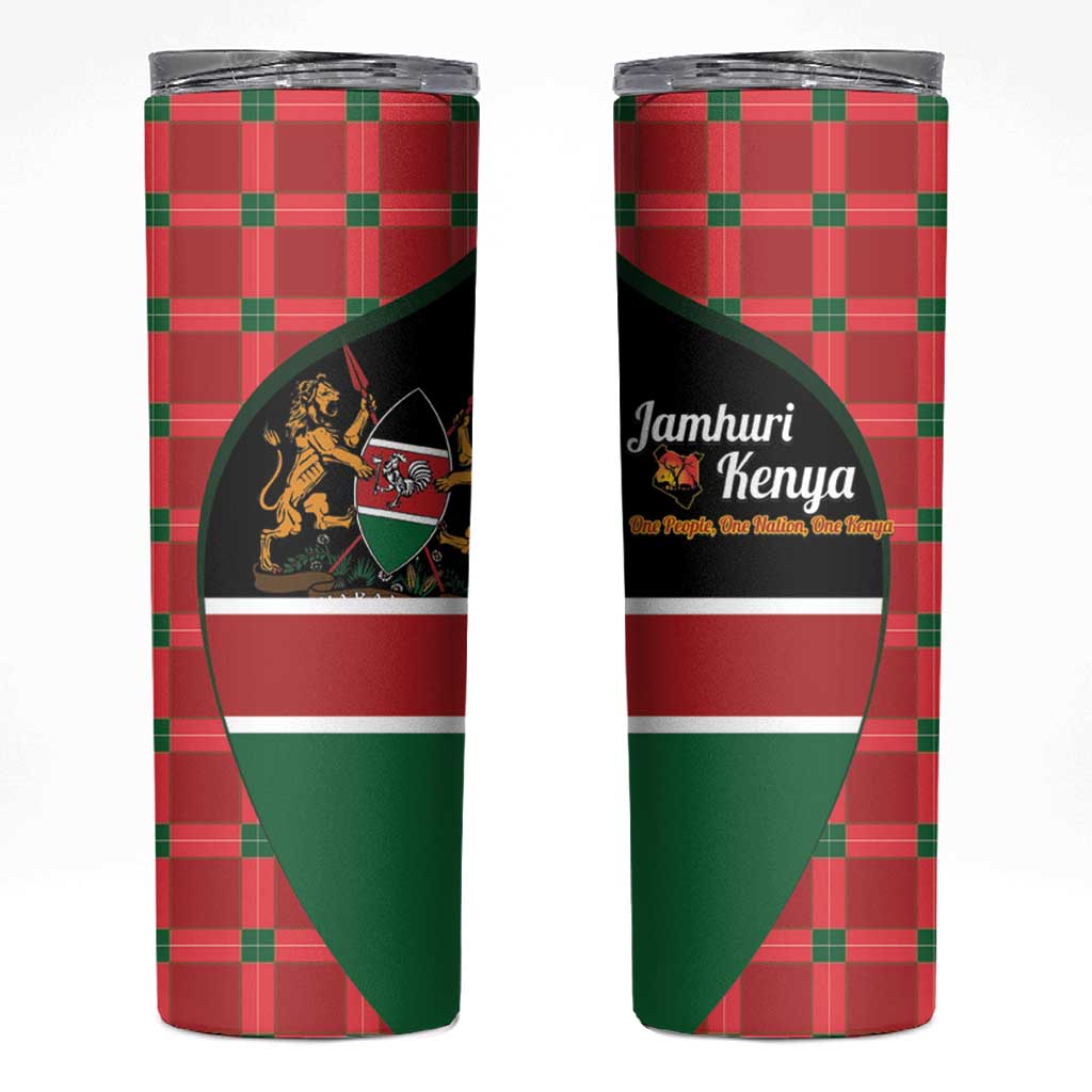 Kenya Jamhuri Day Skinny Tumbler One People One Nation Massai Shuka Pattern - Wonder Print Shop