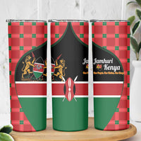 Kenya Jamhuri Day Skinny Tumbler One People One Nation Massai Shuka Pattern - Wonder Print Shop