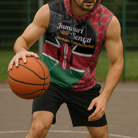 Kenya Jamhuri Day Sleeveless Hoodie One People One Nation Massai Shuka Pattern - Wonder Print Shop