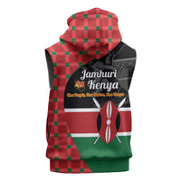 Kenya Jamhuri Day Sleeveless Zip Hoodie One People One Nation Massai Shuka Pattern - Wonder Print Shop