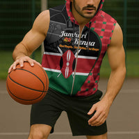 Kenya Jamhuri Day Sleeveless Zip Hoodie One People One Nation Massai Shuka Pattern - Wonder Print Shop